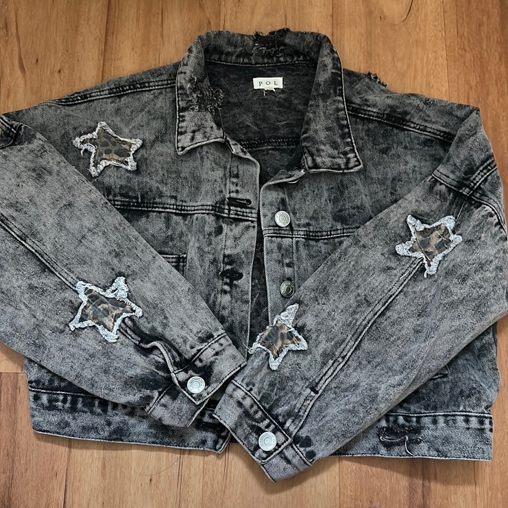 Unique Dark Washed Jean Jacket - POL